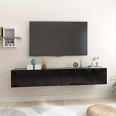 The Living Store Hangende televisiekasten - Hifi-kastenset - 60 x 30 x 30 cm - Zwart hout - Montage vereist - 3 x tv-meubel
