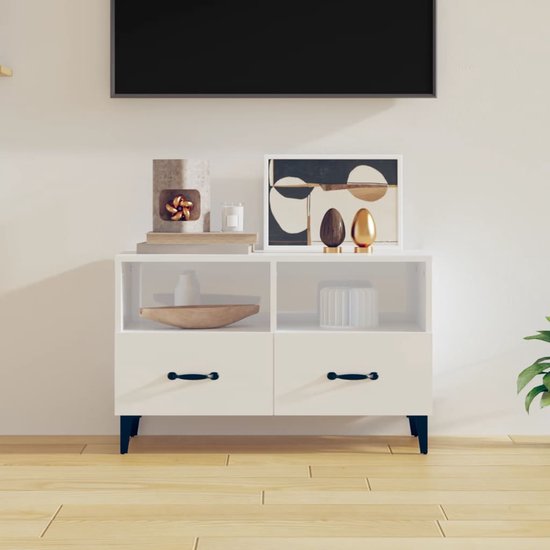 The Living Store TV-meubel - Mediakast - 80 x 36 x 50 cm - Hoogglans wit