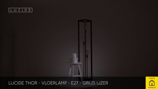 Lucide THOR - Vloerlamp - 3xE27 - Grijs ijzer | bol
