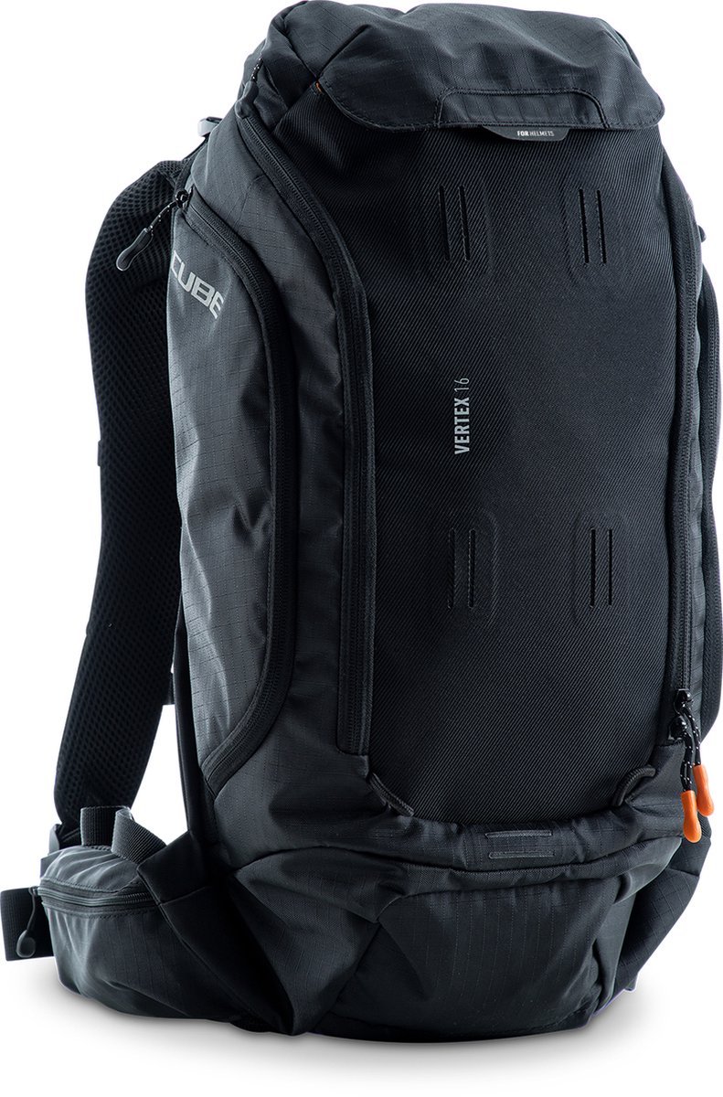CUBE Rugzak Vertex 16 - Rugtas - Protectorband, helmdrager, goggle-compartiment en regenhoes - Polyester - 16 Liter - Zwart