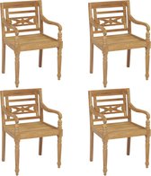 The Living Store Batavia Tuinstoelen - Teakhout - Set van 4 stoelen - 55x51.5x84 cm - Rustieke charme