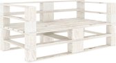 The Living Store Pallet Bank - Tuinmeubelen - 140 x 67.5 x 60.8 cm - Grenenhout - Wit