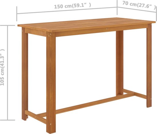 Ensemble de bar de jardin en résine Poly marron The Living Store - 150 x 70 x 105 cm - Bois d'acacia - Décoration extérieure - Set de salon - Table de jardin - Tabourets de bar - Mobilier Plein air