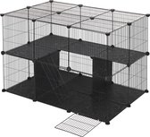 Dierenren XXL Teo - Ren - Verstelbaar - Voor binnen - Puppyren - Kleine dieren - Kittens - Zwart - 38 panelen - 70 x 70 x 105 cm