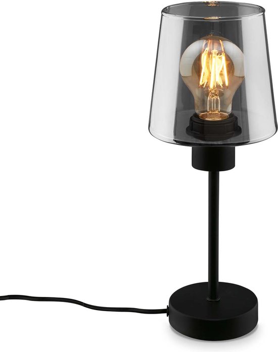 BRILONER - FUMI - Tafellamp - zwart - rookglas - 1xE27 max.10W