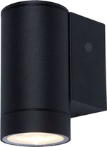Buitenlamp met sensor dag en nacht - Wandlamp buiten - Trento - Zwart - IP65 - Geschikt voor GU10 spot - Ø 65 mm