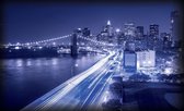 Fotobehang - Vlies Behang - New York Stad en Brooklyn Bridge - 208 x 146 cm