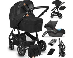 Lionelo Bianka - Kinderwagen 3 in 1 - incl. autostoel - 0-22kg - XXL - Buggy 3in1 - Verstelbare duwstang - Opvouwbaar - Accessoireset - XXL zonnekap - Gelagerde wielen - Reiswieg
