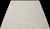 Karpet24 Stockholm glad geweven handgemaakt wollen vloerkleed Cream Beige-200 x 290 cm