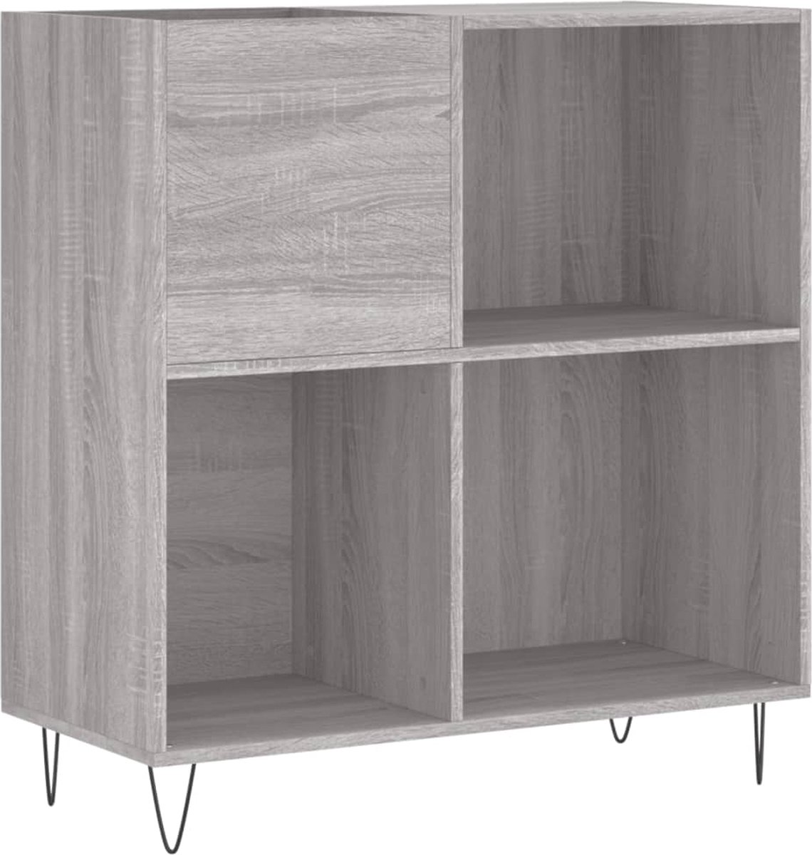 vidaXL - Platenkast - 84,5x38x89 - cm - bewerkt - hout - grijs - sonoma - eikenkleurig