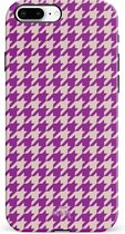 xoxo Wildhearts When In Paris Purple - Single Layer - Hardcase hoesje geschikt voor iPhone SE 2022 / 2020 hoesje - Paars hoesje - Hoesje geruit geschikt voor iPhone 8 / 7 - Paarse case geschikt voor iPhone SE 2022 / 2020 / 7 / 8 case - paars / beige