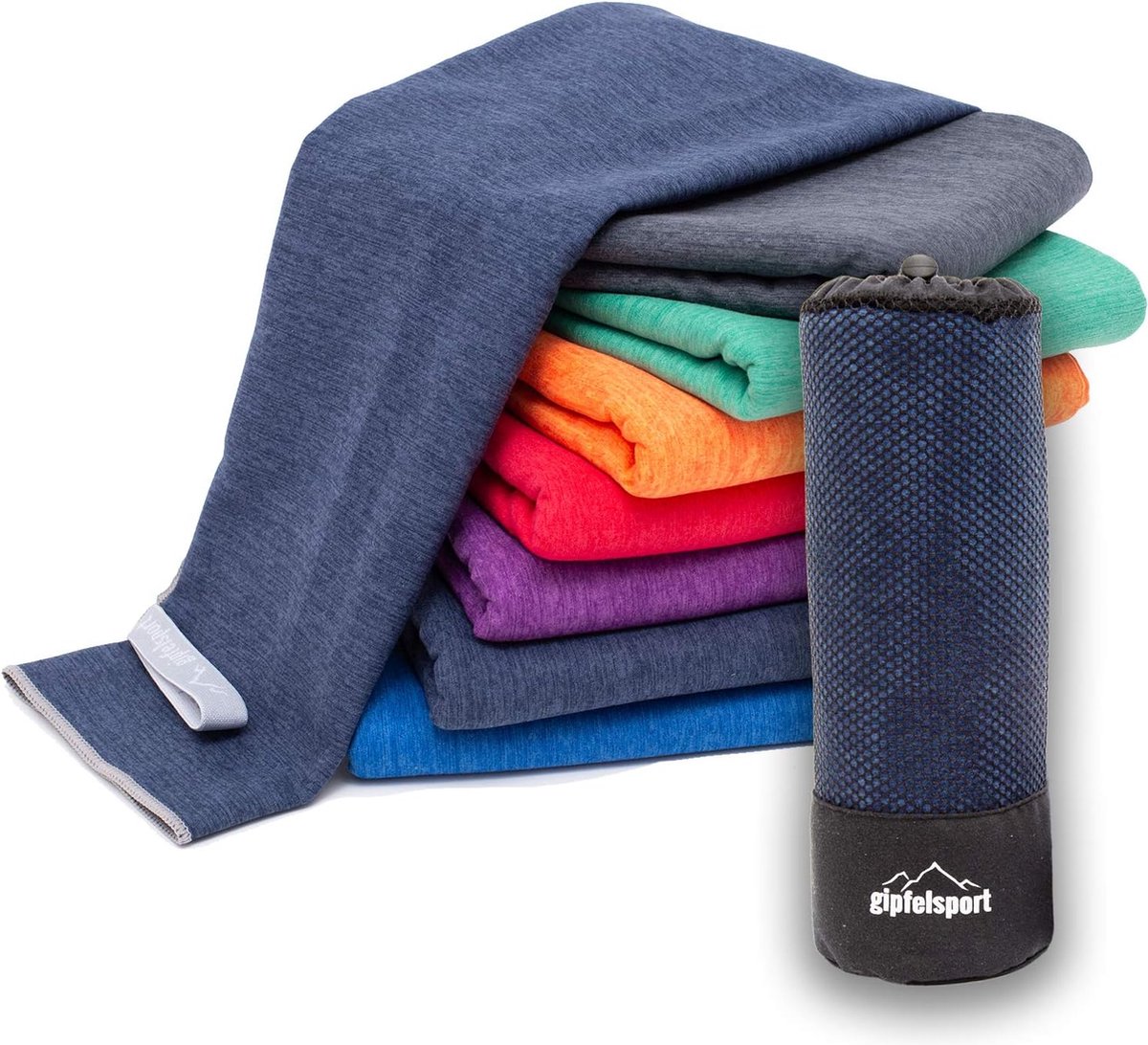 Microvezel handdoek, voor sauna, fitness en sport - strandhanddoek, sporthanddoek - 80x40cm - Navy Gepatroneerd