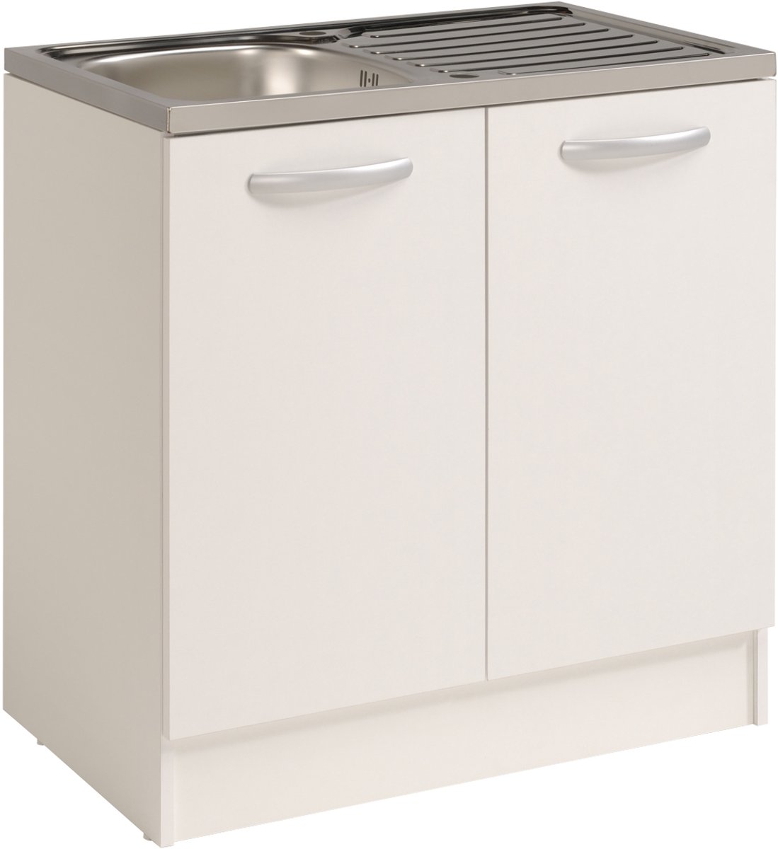 Kast Spring 80 Cm - 2 Deuren Zonder Spoelbak - Wit - Parisot - Keuken Gootsteenkast - Wit - Spaanplaat