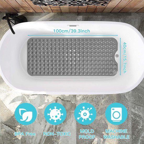 WELTRXE Rechthoekige badmat, antislip, wasbaar, 68 x 40 cm, met