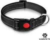 Lunspets Halsband hond - Hondenhalsband - Hondenriem - Reflecterend - Zwart - Rode Veiligheidssluiting - Waterdicht - Oersterk - Geschikt voor iedere hondenriem - voor Grote honden - Maat XL