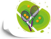 Fotobehang Getekende Tennisballen En Rackets