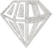 Diamant XL Strass strijk Applicatie 19 cm / 24.3 cm / Zilver
