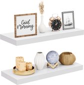 Nolad® Wandplank 2-Delig - Wandrek - Boekenplank - Industrieel - Zwevend - 60 x 23.6 x 3.5cm - Inc bevestigingmaterialen - Wit
