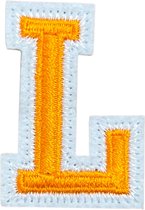 Alfabet Letter Strijk Embleem Patch Oranje Wit Letter L / 3.5 cm / 4.5 cm