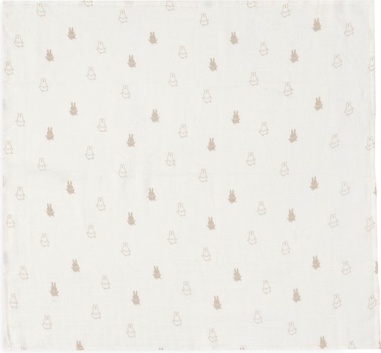 Jollein x Nijntje - Hydrofiele Doek Small 70x70cm - Inbakerdoek, Spuugdoekjes, Baby Doeken - Zacht Katoen - Happy Miffy - Nougat - 3 Stuks van Jollein — afbeelding 4