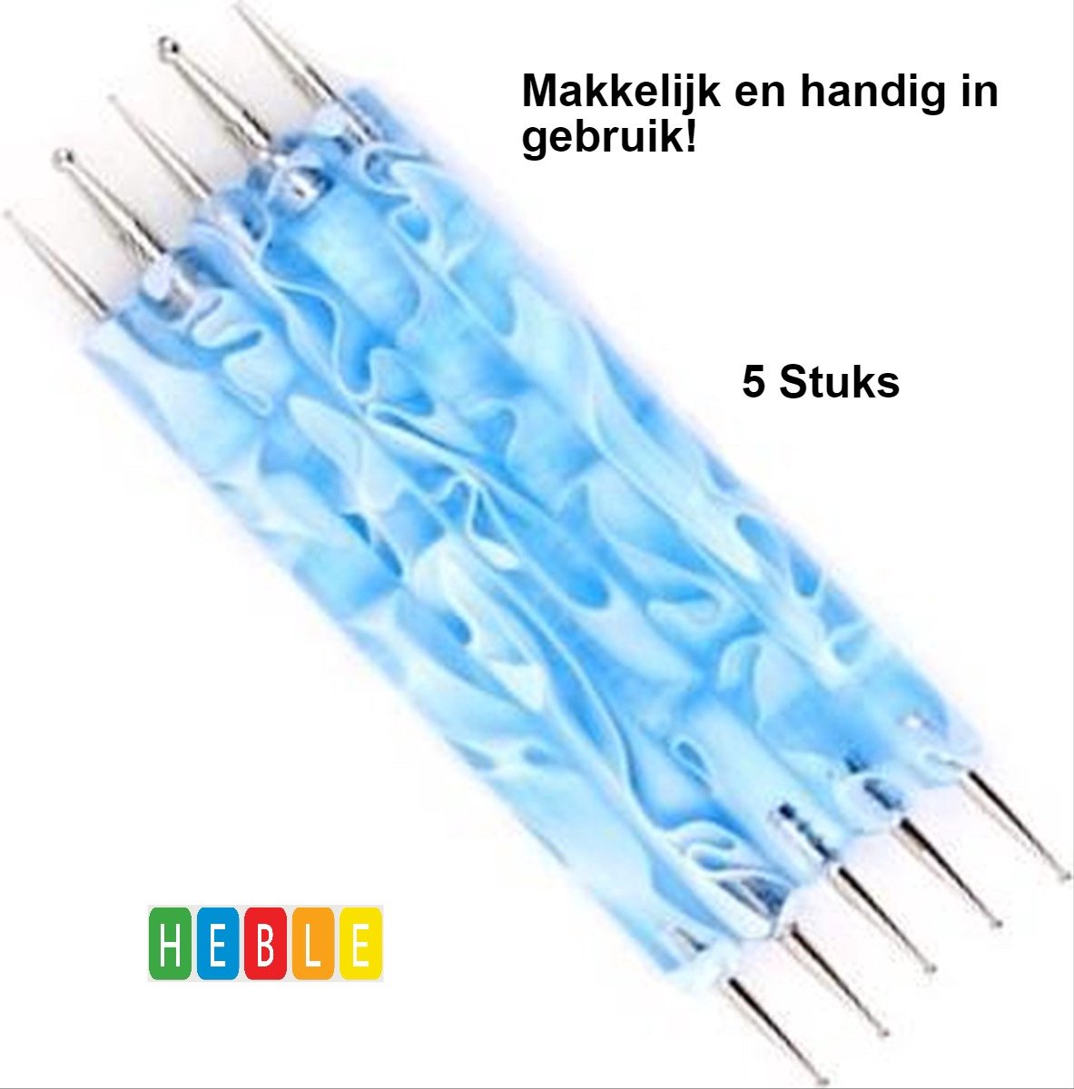 Goedkoopste 5-Stuks Marmer-Blauwe Druppelpennen Nail art - Manicure Hobby Decoreren - van Heble®