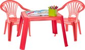 Forte Plastics Kinderstoelen 4x met tafeltje set - buiten/binnen - steenrood - kunststof - tuin meubels