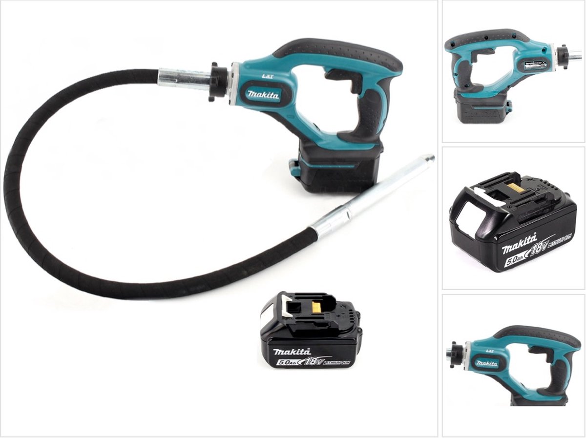 Makita DVR 450 T1 accu betonverdichter 18V + 1x accu 5.0 Ah - zonder lader