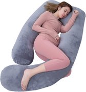 Oreiller de grossesse, oreiller complet en forme de U, oreiller d'allaitement, oreiller de soutien et de grossesse pour femmes enceintes avec housse amovible (gris foncé)