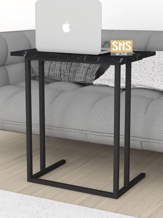 Foto: Sns home metalen poot laptopstandaard ontbijttafel bureau computerbureau 60 cm breed bendir zwart