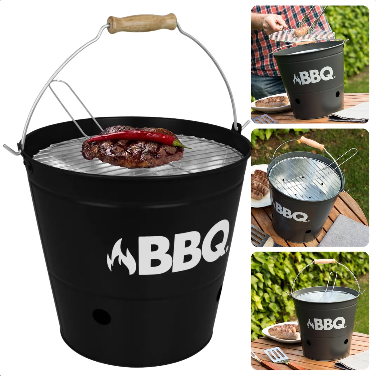 Cheqo® Draagbare Houtskoolbarbecue - Barbecue - BBQ - Camping Barbecue - Grill - BBQ Emmer