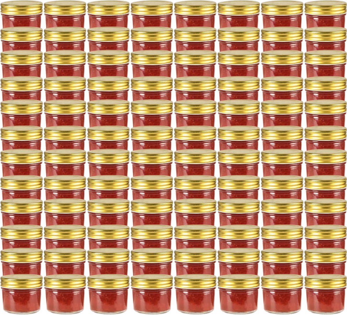 The Living Store Glazen Jampotten - 110 ml - Met Goudkleurig Deksel - 96 stuks