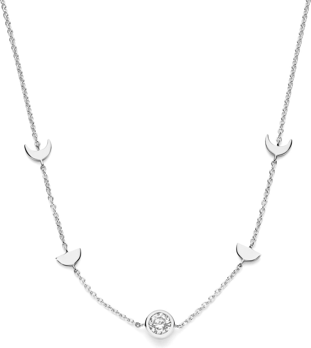 Violet Hamden Luna 925 Sterling Zilveren Ketting met Manen en Witte Zirkonia Steentje VH340043