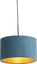 QAZQA combi - Klassieke Hanglamp met kap - 1 lichts - Ø 350 mm - Blauw - Woonkamer | Slaapkamer | Keuken
