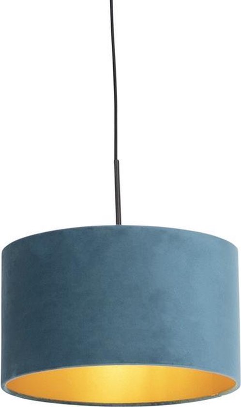 QAZQA combi - Lampe à suspension avec abat-jour - 1 lumière - Ø 350 mm - Blauw