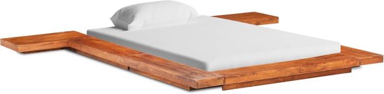The Living Store Cadre de lit futon japonais en bois d'acacia massif 100x200 cm - Lit