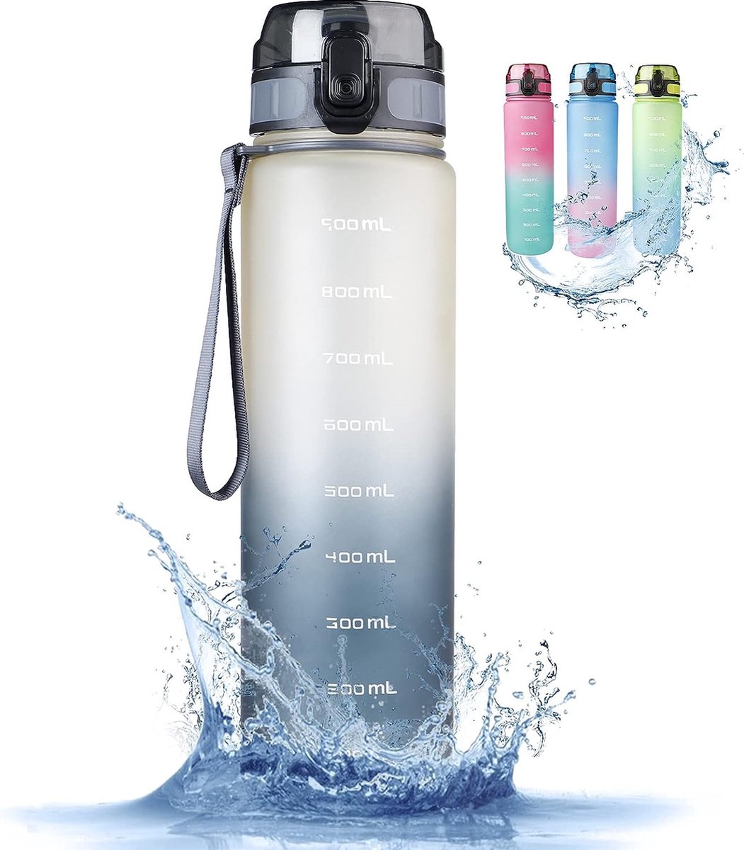 Gourde Sport 1 Litre Tritan Sans BPA - Bouteille D'Eau Réutilisable Anti-Fuite Pour Fitness, Rando, Yoga Et Voyage