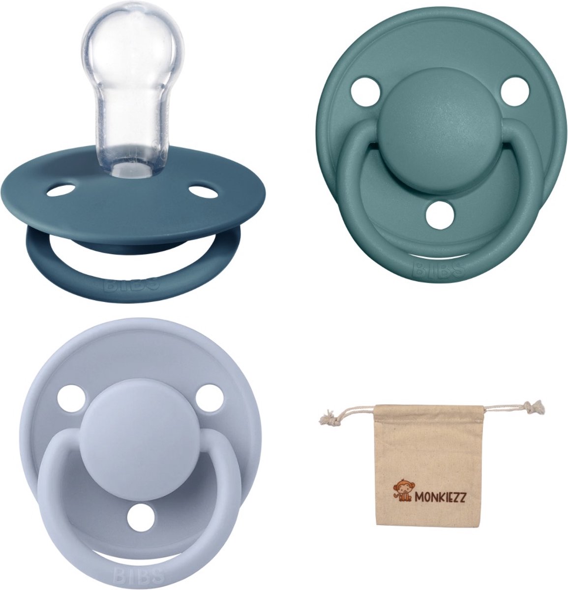 Goedkoopste Bibs Speen DeLux - one size - silicone - Petrol - Island Sea - Dusty Blue Monkiezz speenzakje