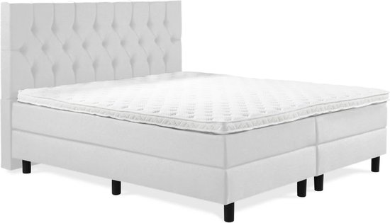 Boxspring Luxe 180x220 Capiton Wit Lederlook