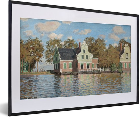 Fotolijst incl. Poster - Het huis bij de rivier de Zaan bij Zaandam - Schilderij van Claude Monet - 60x40 cm - Posterlijst