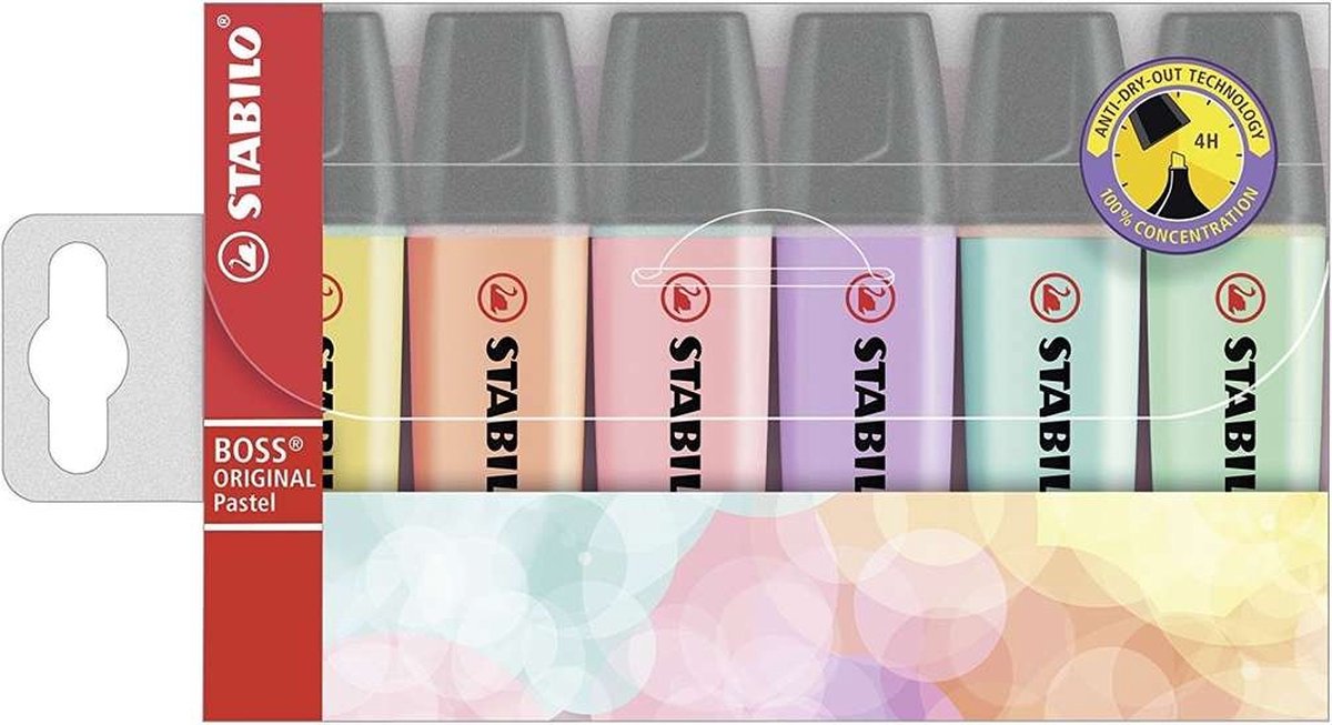 STABILO BOSS ORIGINAL Pastel - Markeerstift - Markeren Met Pastelkleuren - Etui Met 6 Kleuren - STABILO
