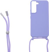 LuxeBass Siliconen hoesje met koord geschikt voor Samsung Galaxy S21+ - Paars - telefoonhoes - gsm hoes - telefoonhoesje