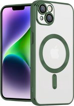 Coverzs telefoonhoesje geschikt voor Apple iPhone 14 Plus Magneet hoesje met camera cover - magnetisch hoesje - donkergroen
