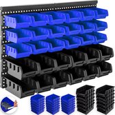 Masko® wandrek - stapelbak - gereedschapshouder Stapeldozen Muurplank 32tlg Doos Display Opbergdozen Bulkplank Boltless plank - Zwart / Blauw