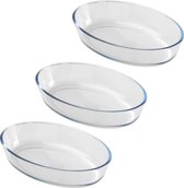 Chef Traiteur Ovenschaal van borosilicaat glas - 3x - ovaal - 2.4 Liter - 31 x 21 x 7 cm