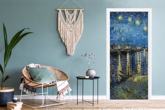 Sticker de porte Nuit étoilée sur le Rhône - Van Gogh - Art - 80x205 cm - Poster de porte