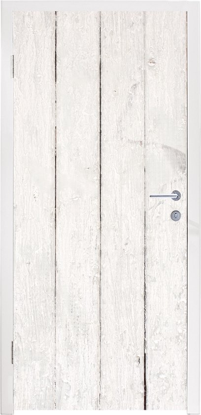 Sticker de porte Mur - Planches - Wit - 90x235 cm - Poster de porte