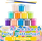Creative Deco Enfants Ensemble de Peinture lavable pour enfants | 20 ml x 12 pièces | Enfants | Pastels | Sûr et non toxique