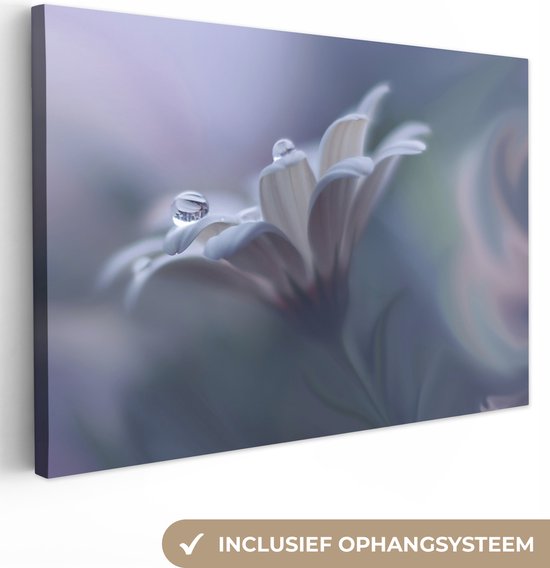 Peinture sur toile - Photo sur toile - Fleurs - Water - Nature - Pastel - Décoration murale - 60x40 cm - Canvasdoek