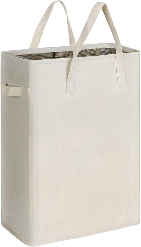 efluky Wasmand smal, 63 liter, slanke wasmand met deksel, beige