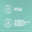 Wella logo's voor 'GENTLE TO HAIR' en 'GLOBALLY COMMITTED TO NO ANIMAL TESTING'.